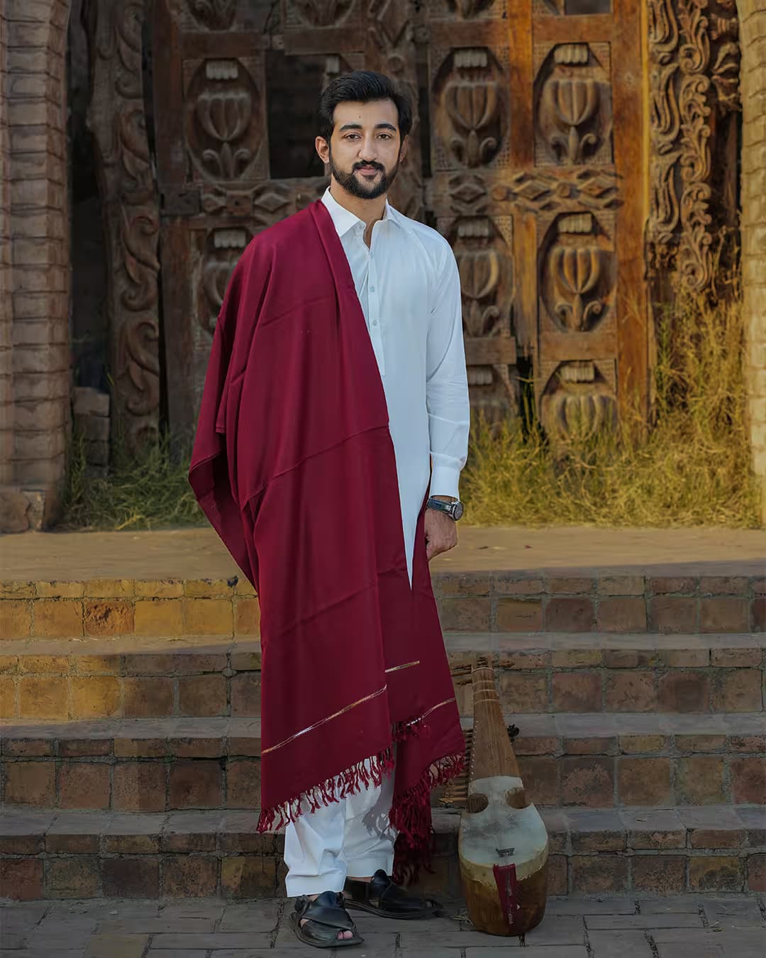 Handmade Pure Wool Shawl | Maroon Color