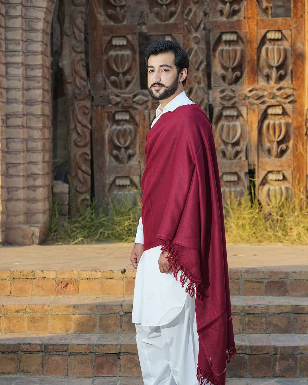 Handmade Pure Wool Shawl | Maroon Color