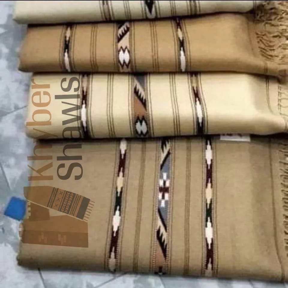 Handmade 3 Frame Borders, Pure Australian Wool Men Shawl