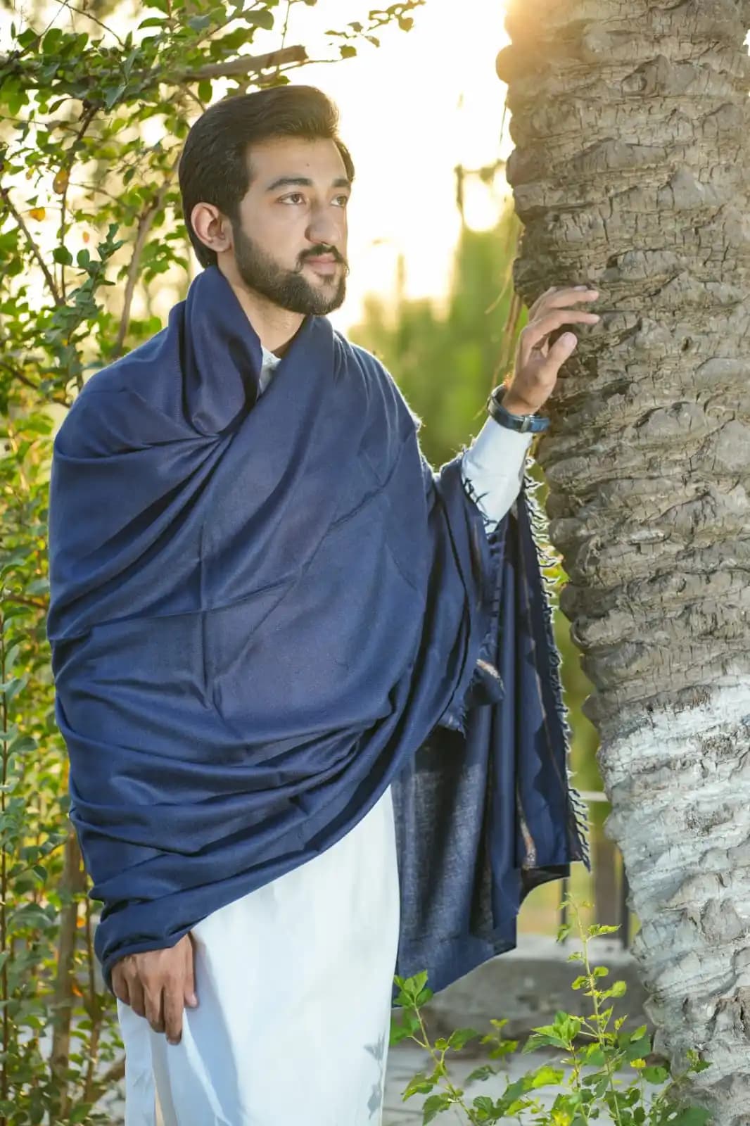 72 Wool Men Blue Shawl – Premium Handwoven Comfort and Style