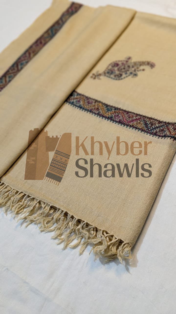 96 - Ring Indian Shawl, Pure Wool Border Handwork